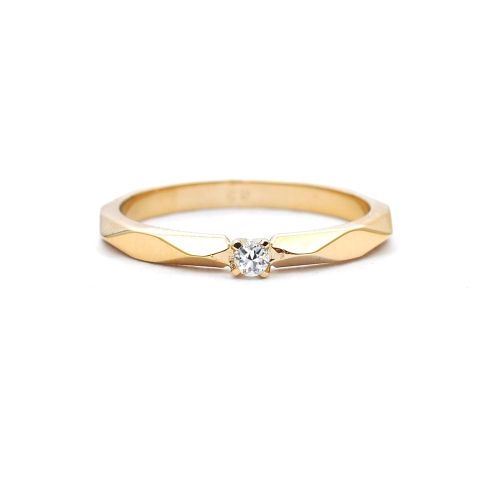 Yellow gold ring with diamond 0.18 ct