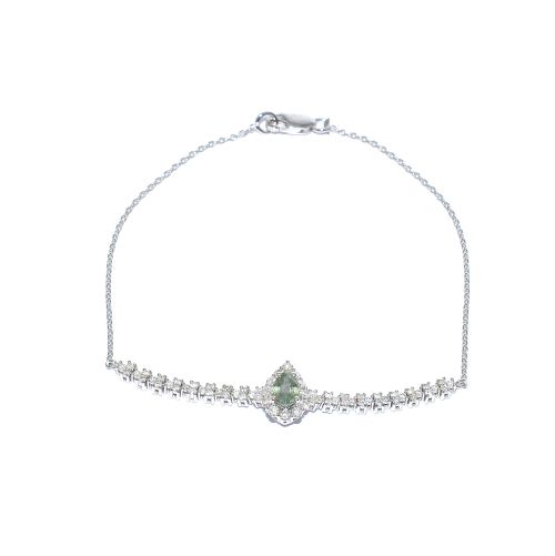 White gold bracelet with diamonds 0.57 ct and peridot 0.56 ct