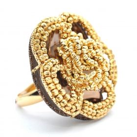 Yellow and brown gold flower ring