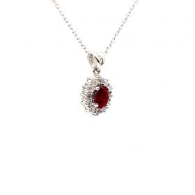 White gold necklace with diamonds 0.32 ct and ruby 0.61 ct