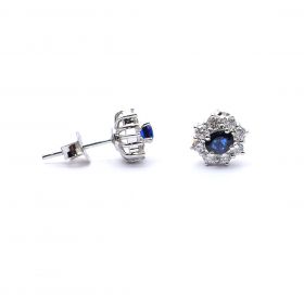 White gold earrings with diamonds 0.49 ct and sapphyre 0.54 ct