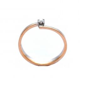 Годежен пръстен от бяло и розово злато с диамант 0.05 ct