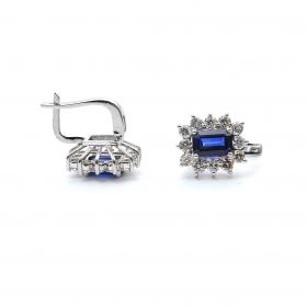 White gold earrings with diamonds 0.96 ct and sapphyre 2.04 ct